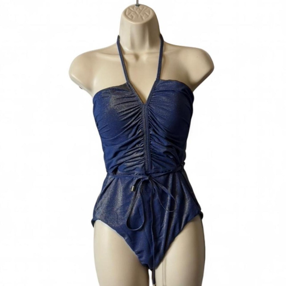 Zimmermann Sapphire Blue Metallic One Piece Swimsuit, Women's Size 6-8